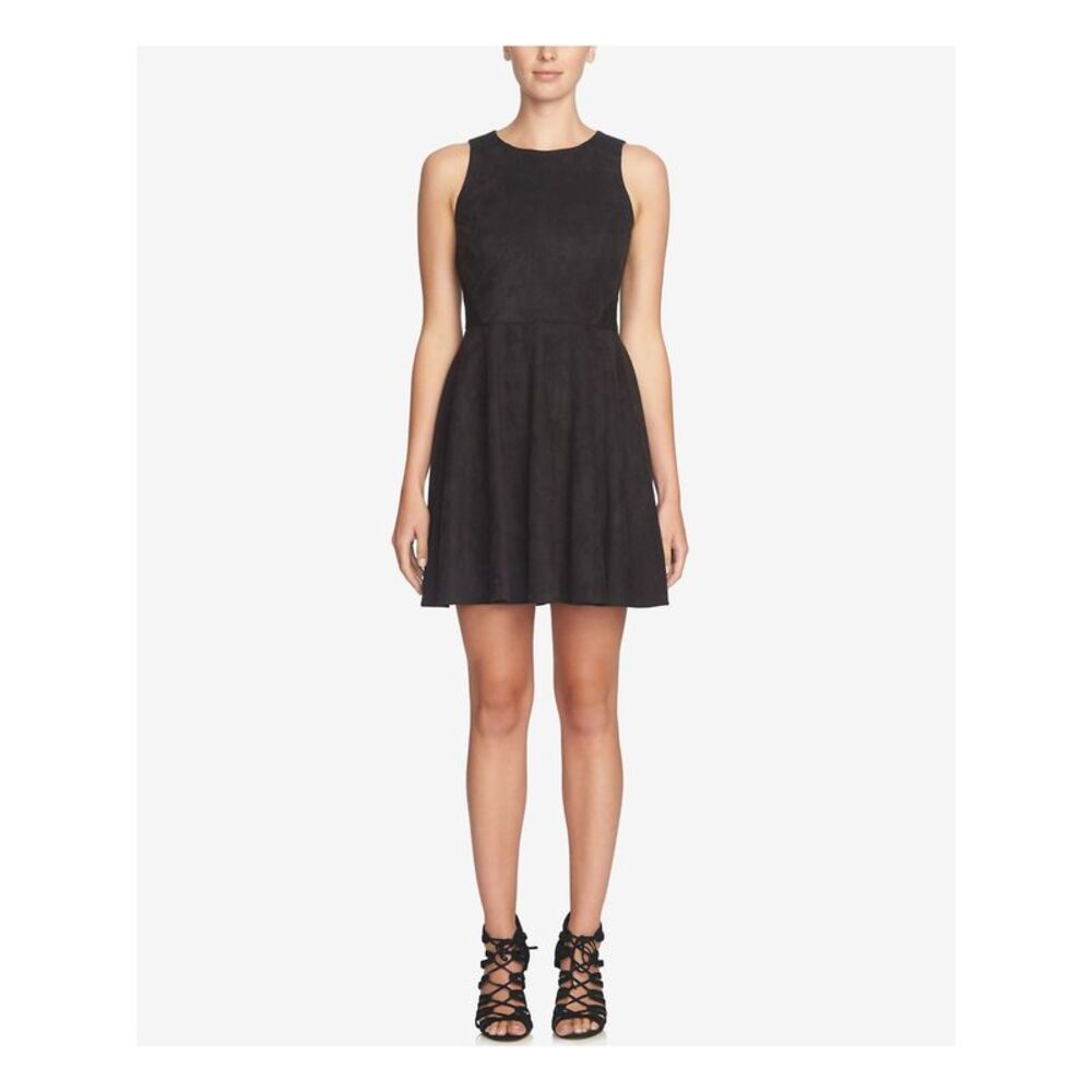 CECE Womens Black Sleeveless Above The Knee Fit + Flare Cocktail Dress Size: 2
